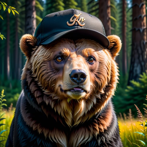 Pic of a bear in a black cap