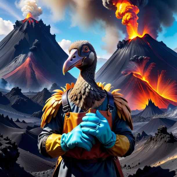 Pic of a dodo in a gloves in the volcano