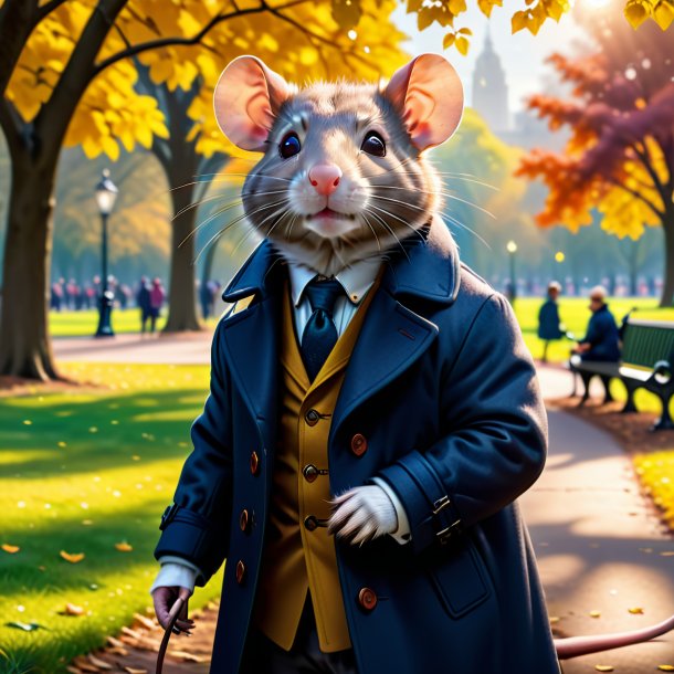 Picture of a rat in a coat in the park