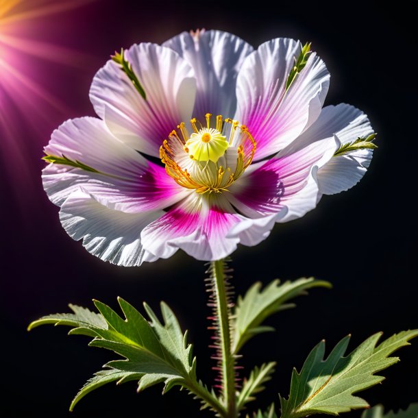 Figure of a plum prickly poppy