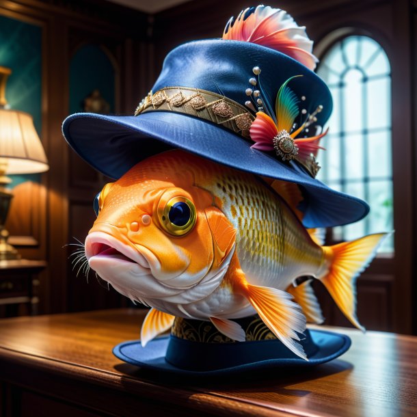 Pic d'un poisson dans un chapeau dans la maison