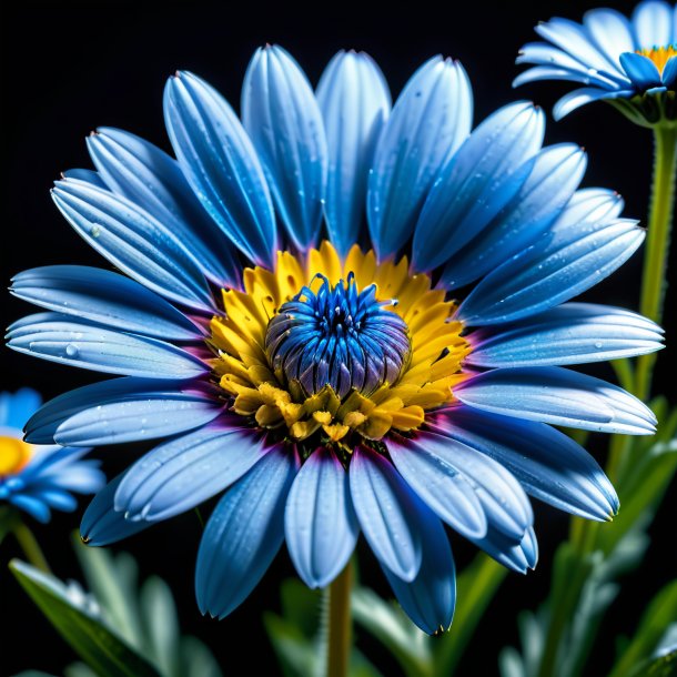 "photo of a blue daisy, double"