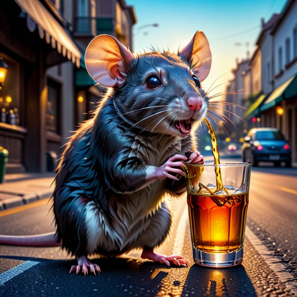 Pic of a drinking of a rat on the road