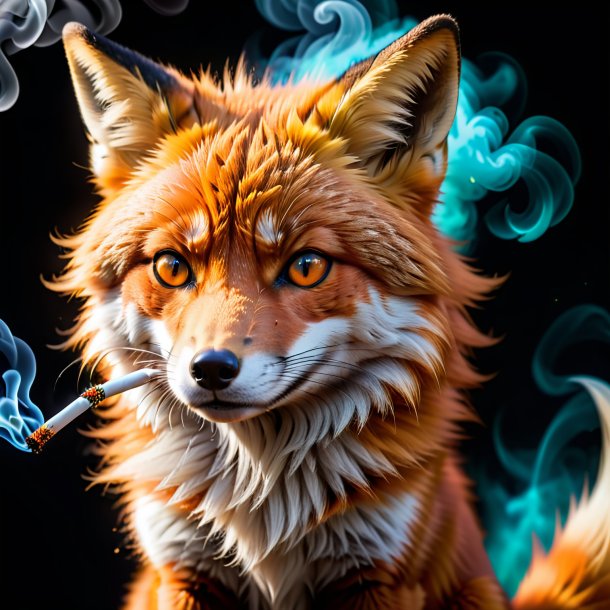 Image d'un renard orangé qui fume