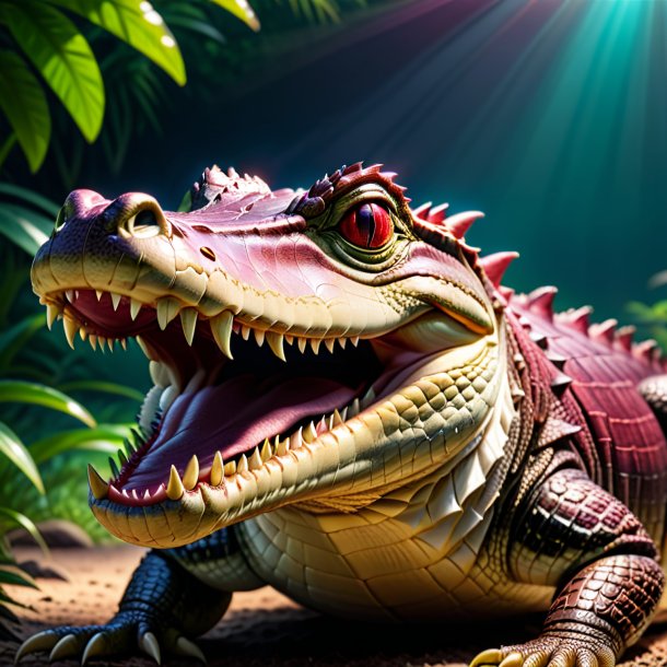 Pic of a maroon smiling crocodile