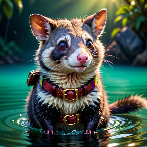 Photo of a possum in a belt in the water