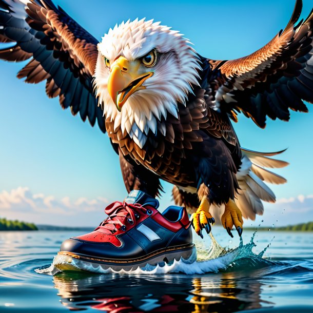 Foto de un águila en un zapato en el agua