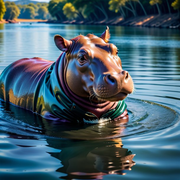 Pic d'un hippopotamus dans un manteau dans l'eau