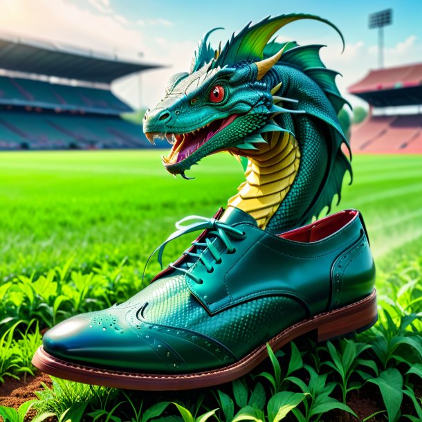 Foto del basilisk en los zapatos en el campo