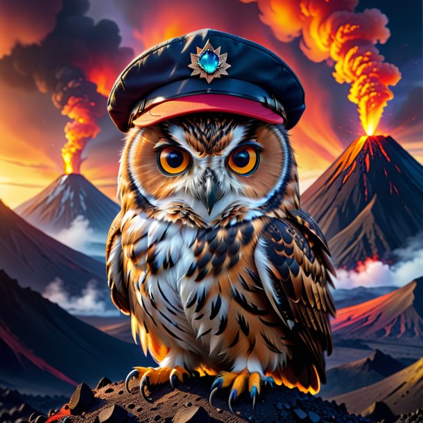 Pic of a owl in a cap in the volcano