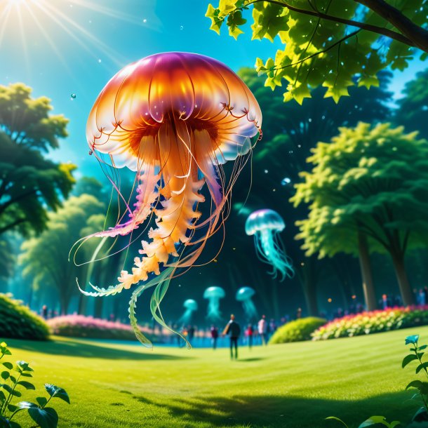 Picture of a jumping of a jellyfish in the park