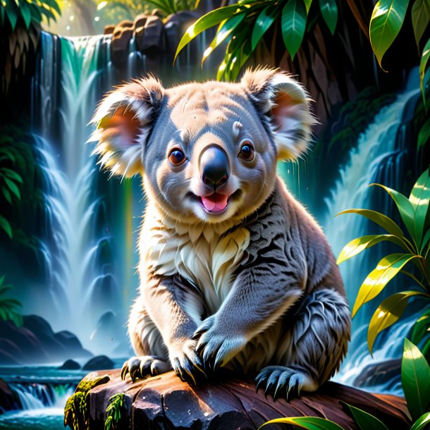 Photo d'un pleur d'un koala dans la cascade