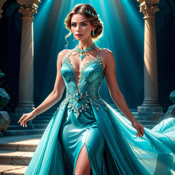 Ilustração de um vestido de aquamarine de pedra