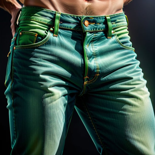 Foto de un jeans verde de metal