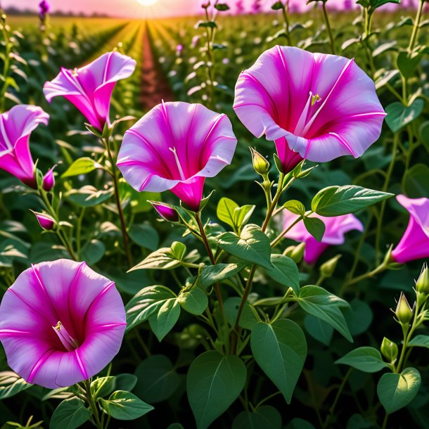 "depicting of a magenta bindweed, field"