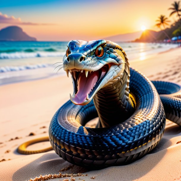 Foto de um sorriso de uma cobra na praia