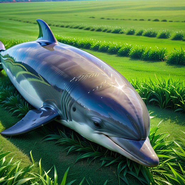 Image of a sleeping of a dolphin on the field