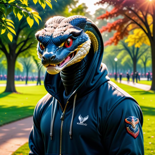 De uma cobra em um hoodie no parque