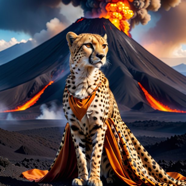 Picture of a cheetah in a dress in the volcano