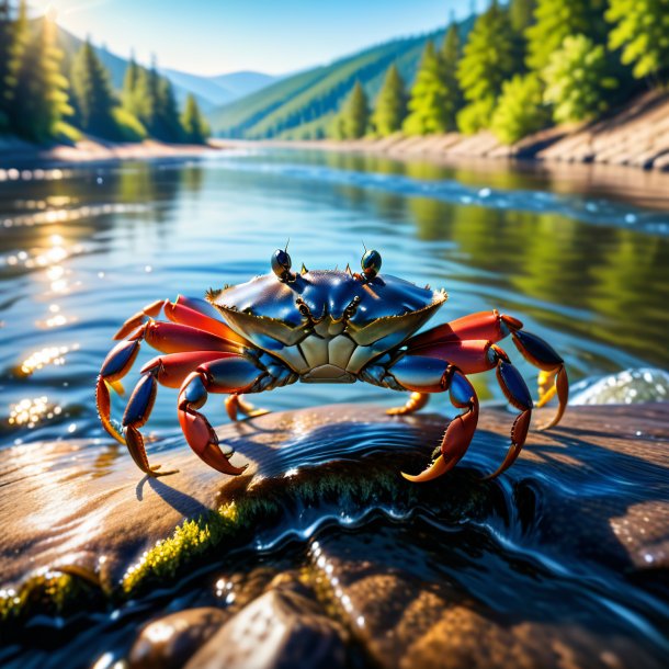 Foto de un cangrejo en un vaquero en el río