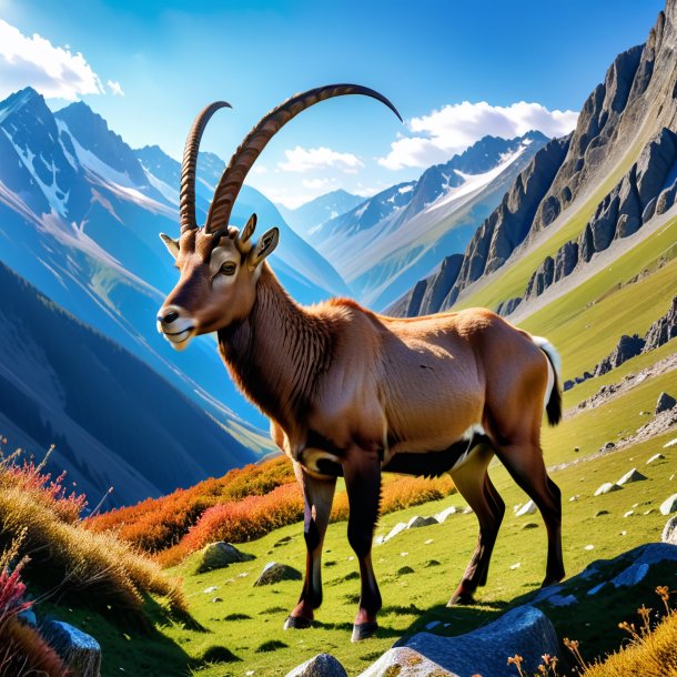 Picture of a eating of a ibex in the mountains