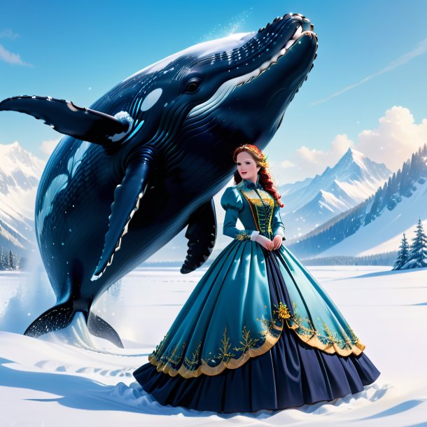 Image of a whale in a dress in the snow