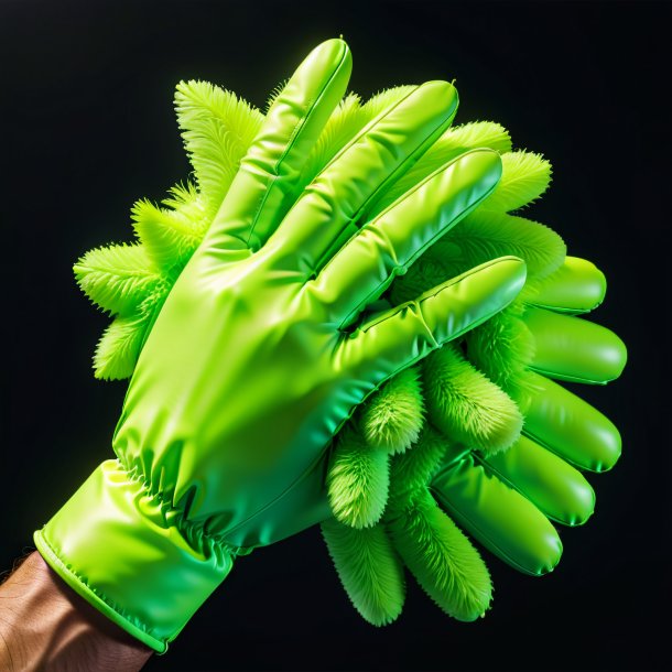 Picture of a lime gloves from polyethylene