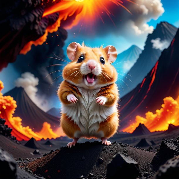 Image of a dancing of a hamster in the volcano