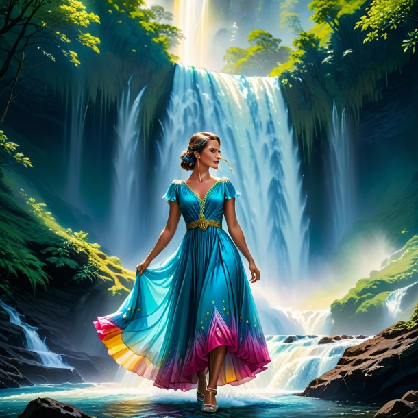 Illustration of a mol in a dress in the waterfall