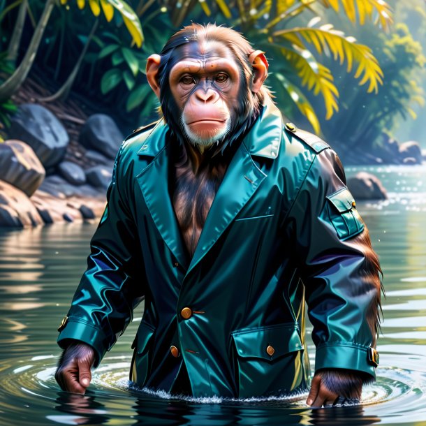 Dessin d'un chimpanzé dans un manteau dans l'eau