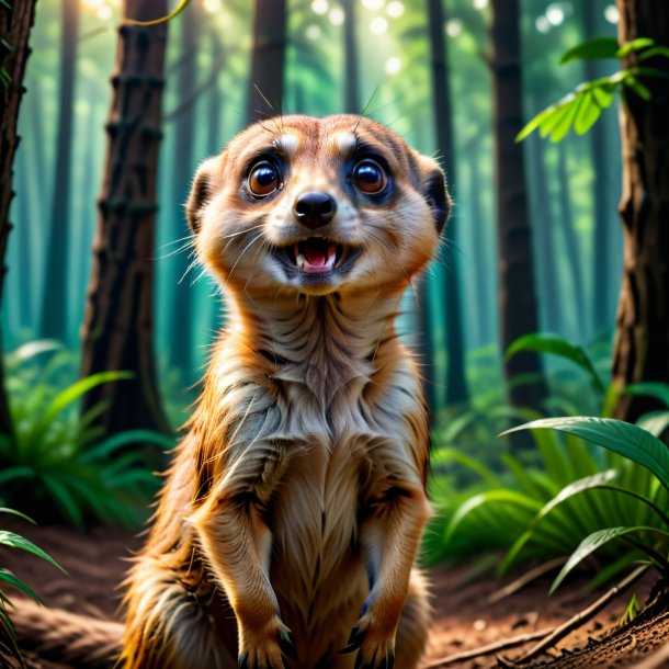 Photo of a angry of a meerkat in the forest