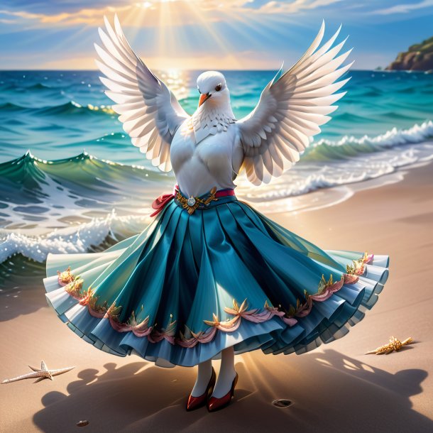 Illustration of a dove in a skirt in the sea