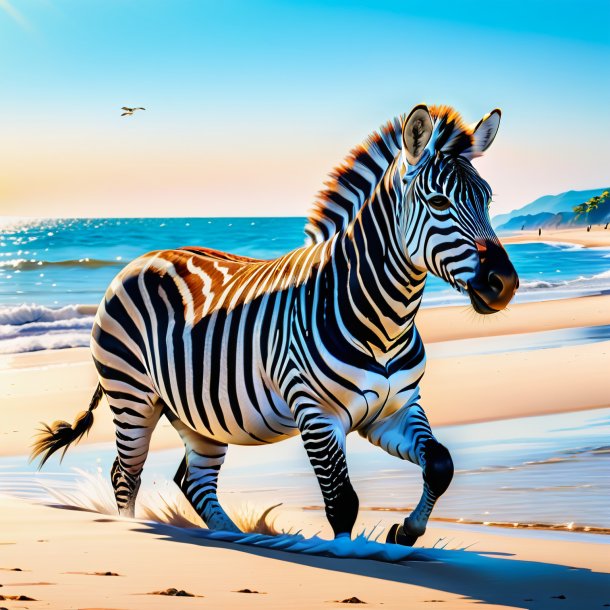 Pic of a swimming of a zebra on the beach