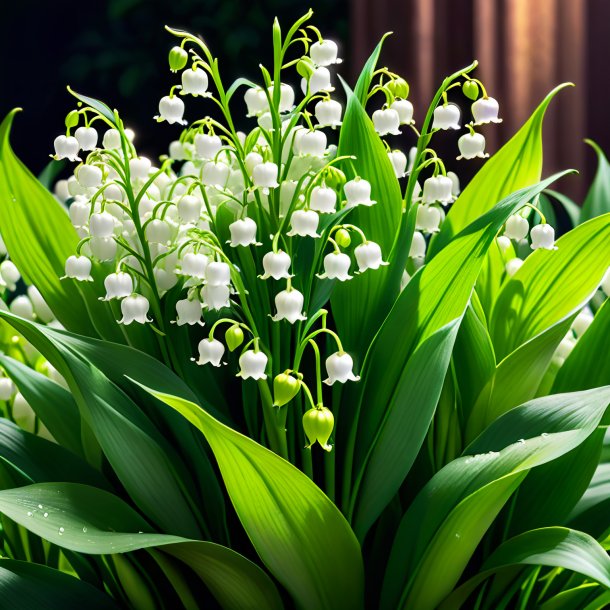 Depicting of a pea green lily of the valley