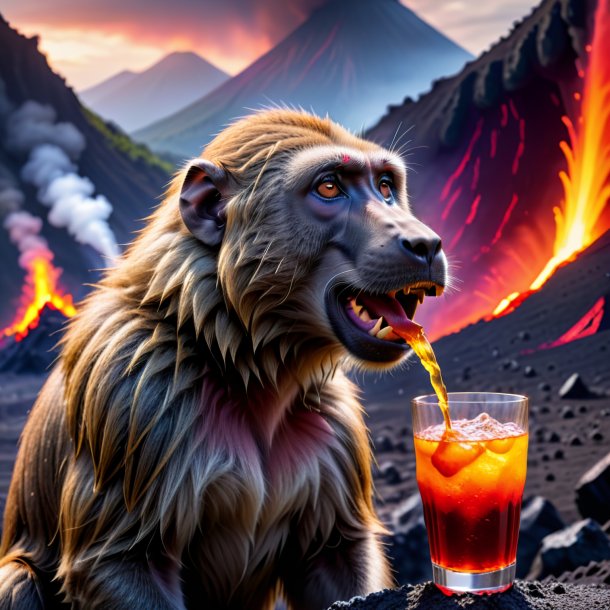 Pic of a drinking of a baboon in the volcano