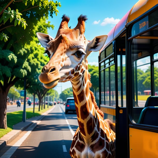 Image d'un sourire d'une girafe sur l'arrêt de bus