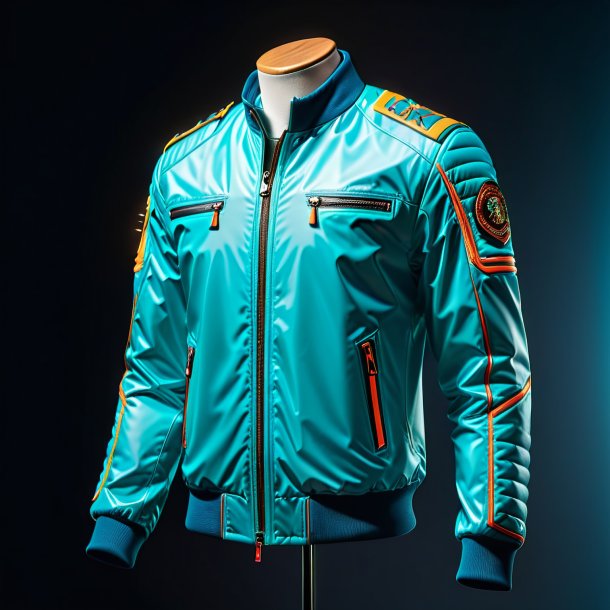 Photographie d'une veste cyan de l'argile