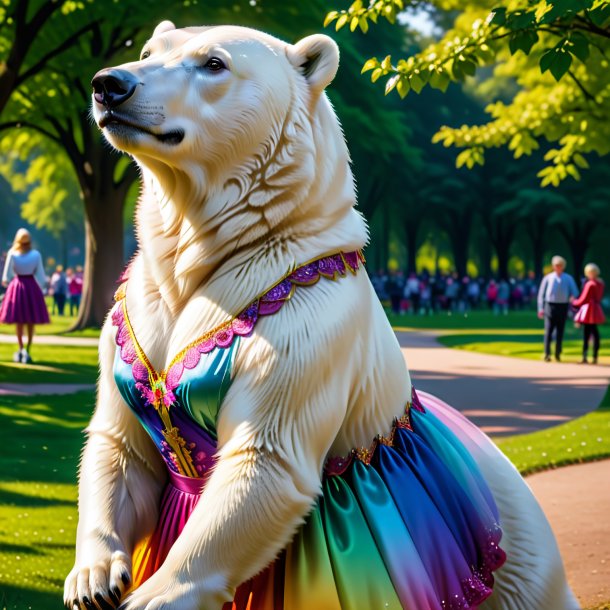 Pic of a polar bear in a dress in the park