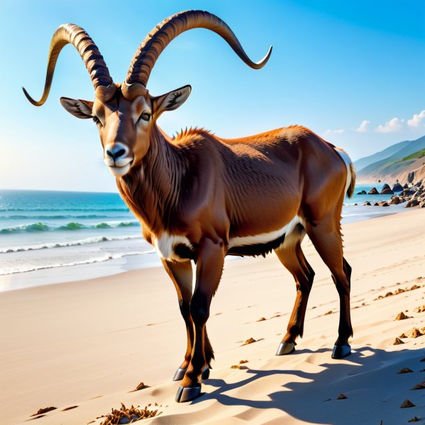 Foto de um ibex em um sapatos na praia