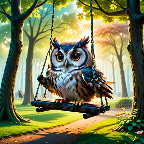 Photo of a swinging on a swing of a owl in the park