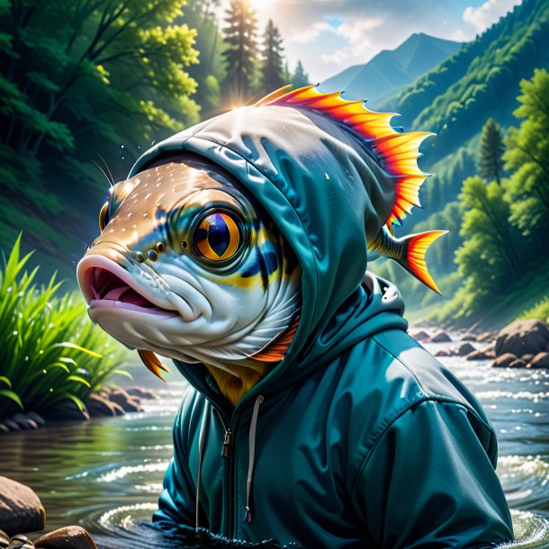 Photo of a fish in a hoodie in the river