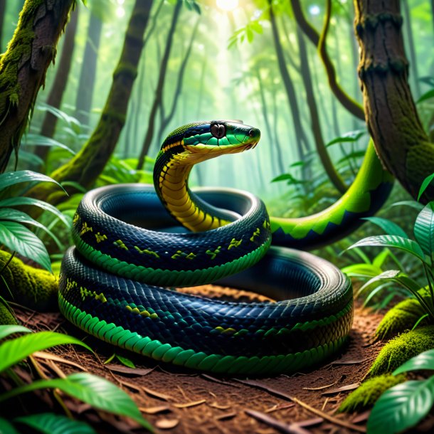 Imagen de una serpiente en un cinturón en el bosque