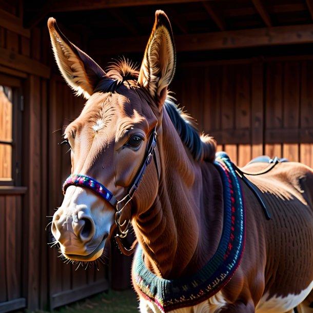 Picture of a mule in a brown sweater