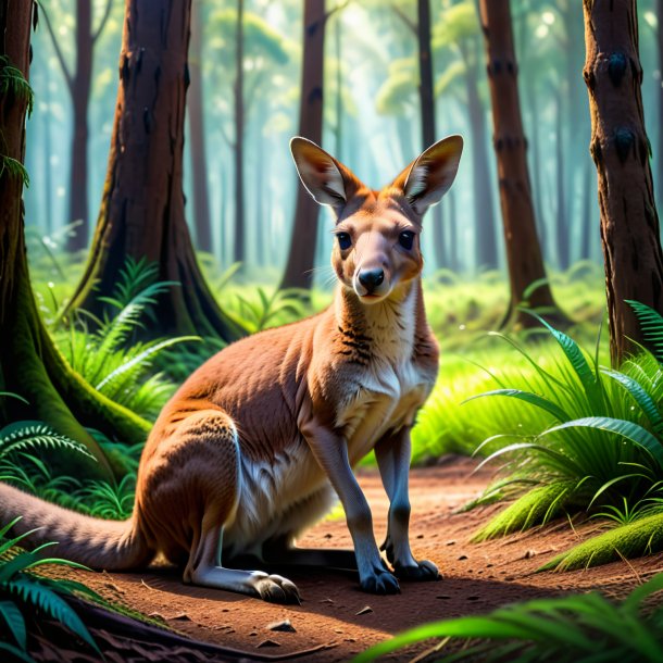 Photo d'un repos d'un kangourou dans la forêt