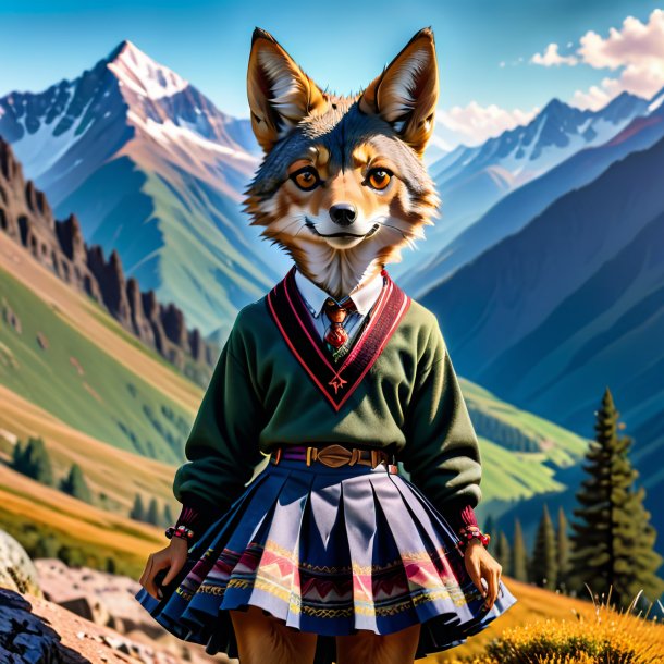 Picture of a jackal in a skirt in the mountains