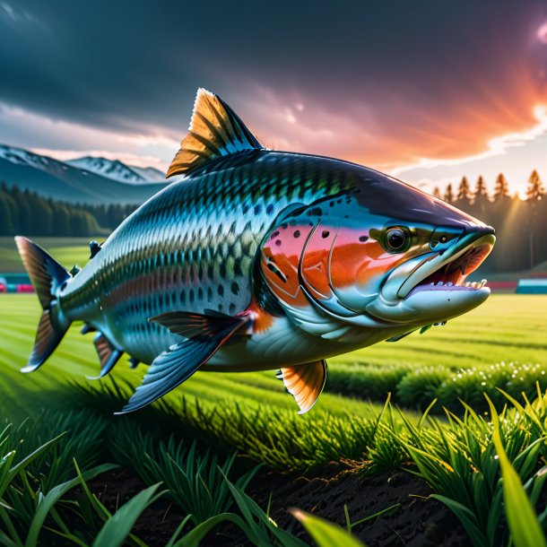 Picture of a threatening of a salmon on the field