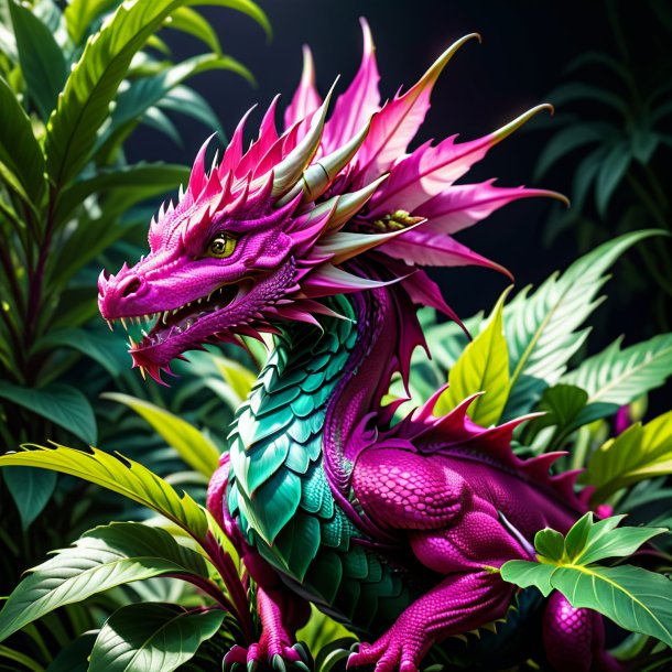 Depicting of a magenta dragon-plant