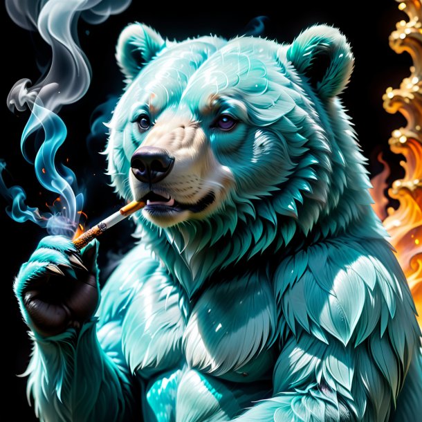 Image d'un ours fumeur aquamarine