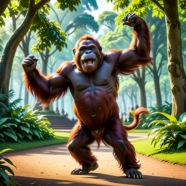 Pic of a dancing of a orangutan in the park