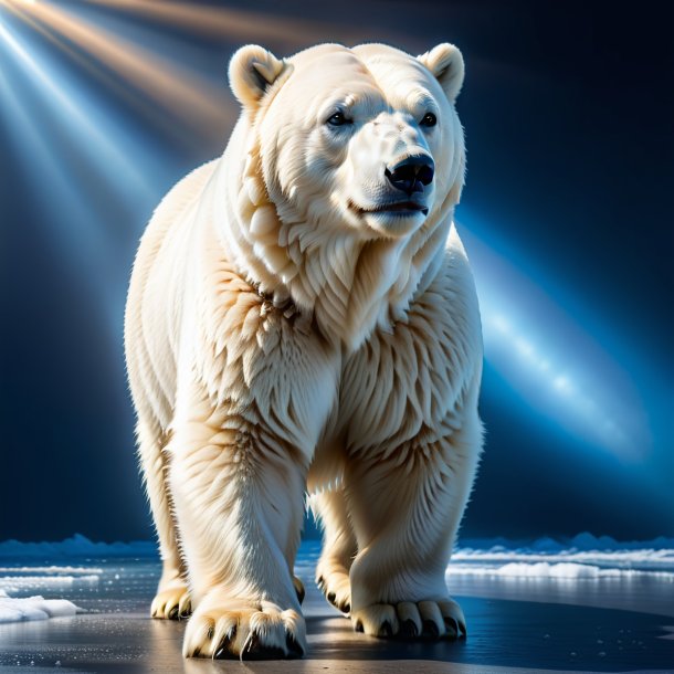 Imagen de un oso polar en un jeans azul